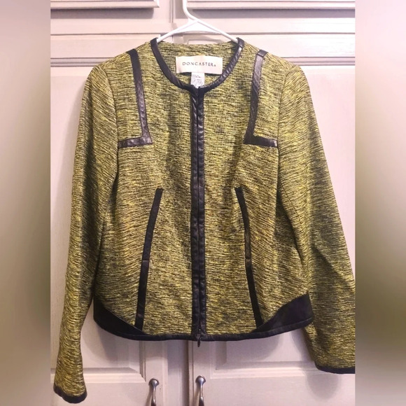 Silk and leather trim blazer - Picture 1 of 8